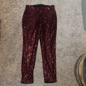 New York & Company Sparkling Red Sequin Pants